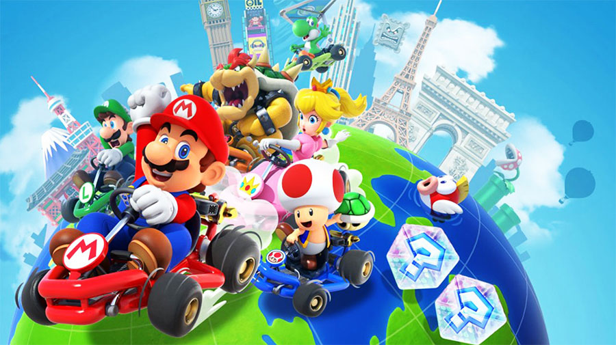 mario kart tour race around the world on iphone